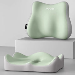 Coussin Lombaire Ergonomique avec Coussin d’Assise en Mousse à Mémoire de Forme pour Chaise de Bureau – Soutien du Dos et Réduction de la Pression Coccyx