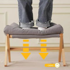 Tabouret Pliable en Bois Multifonction – Repose-Pieds Bureau et Salon Portable en Hêtre