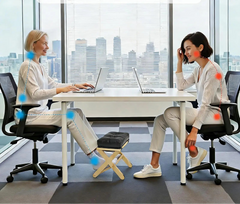 Repose-Pieds Bureau Ergonomique en Bois Réglable – Support Pieds Antidérapant Sous Bureau