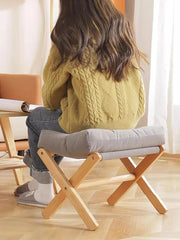 Tabouret Pliable en Bois Multifonction – Repose-Pieds Bureau et Salon Portable en Hêtre
