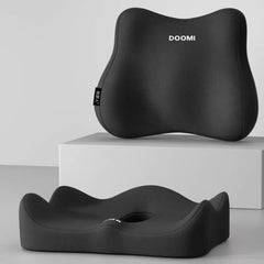 Coussin Lombaire Ergonomique avec Coussin d’Assise en Mousse à Mémoire de Forme pour Chaise de Bureau – Soutien du Dos et Réduction de la Pression Coccyx