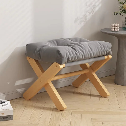 Tabouret Pliable en Bois Multifonction – Repose-Pieds Bureau et Salon Portable en Hêtre