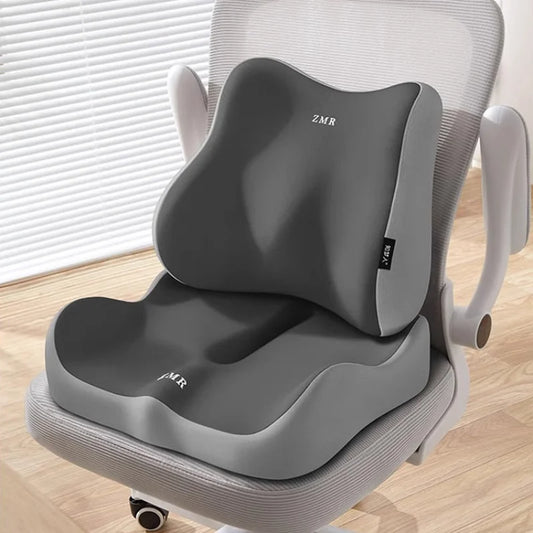 Coussin Lombaire Ergonomique avec Coussin d’Assise en Mousse à Mémoire de Forme pour Chaise de Bureau – Soutien du Dos et Réduction de la Pression Coccyx