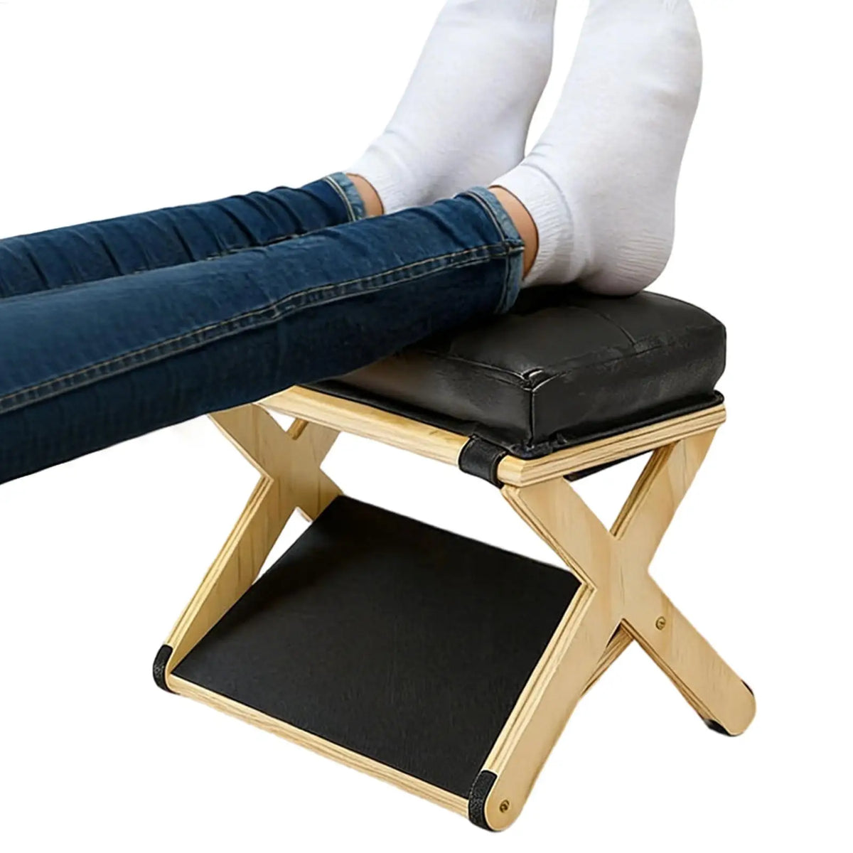Repose-Pieds Bureau Ergonomique en Bois Réglable – Support Pieds Antidérapant Sous Bureau